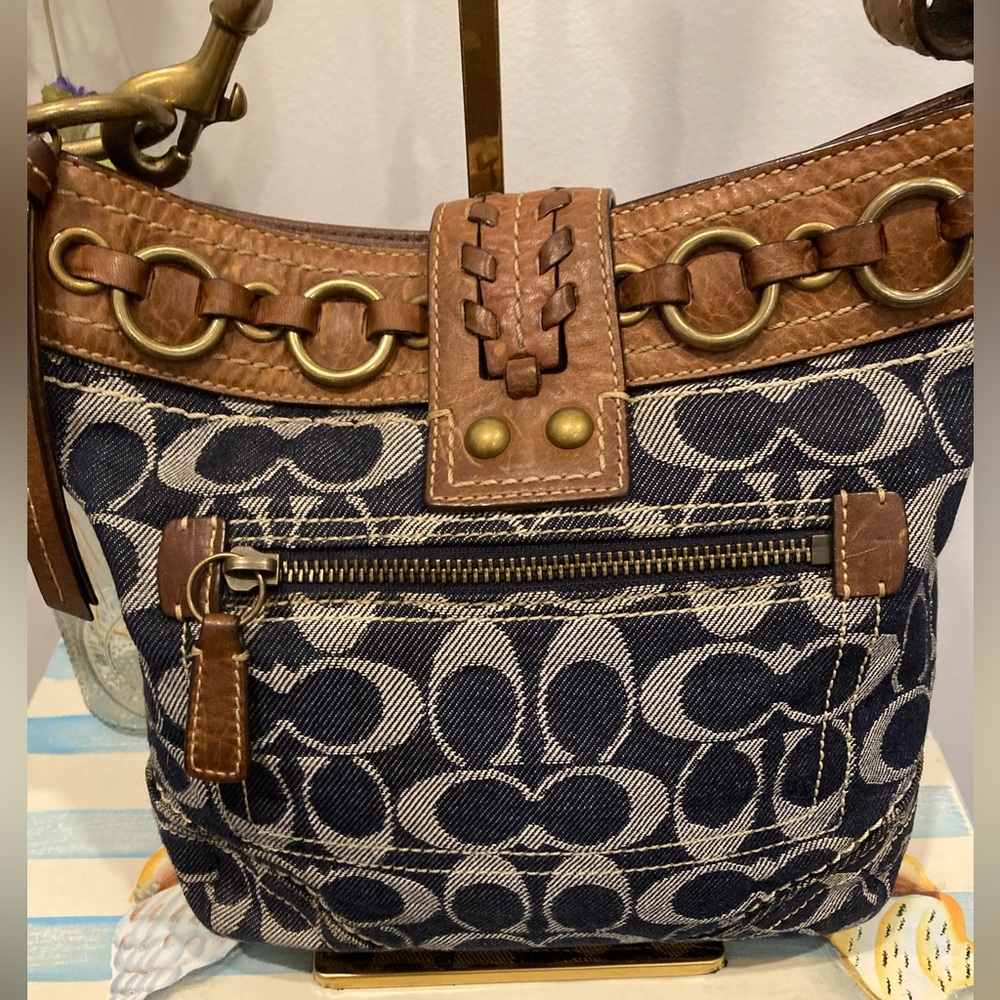 Authentic Coach Signature Denim Patchwork Hobo Bag - image 2